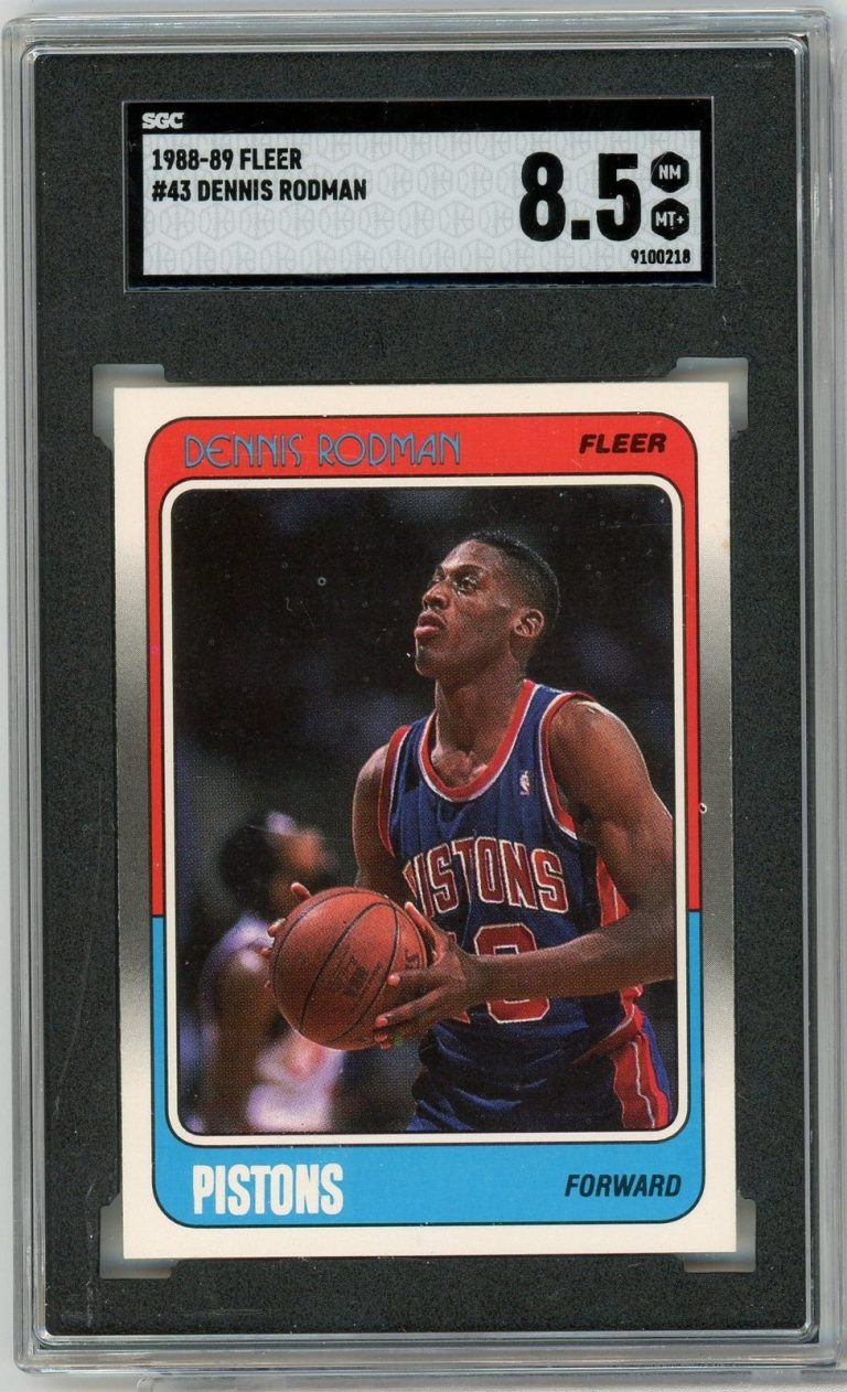Graded 1988 Fleer Dennis Rodman #43 Rookie RC Card SGC 8.5 NM-MT+
