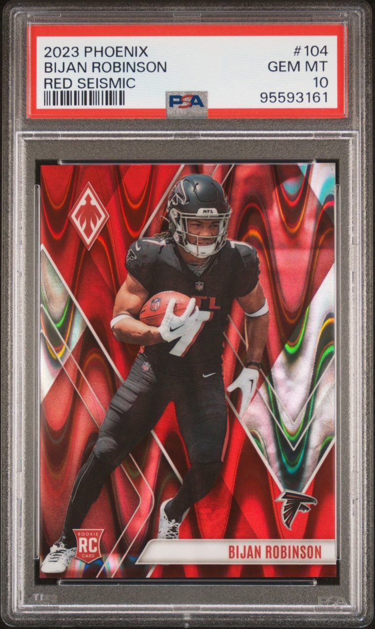 Graded 2023 Panini Phoenix Bijan Robinson #104 Red /199 RC Card PSA 10