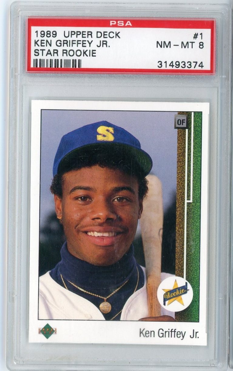 Graded 1989 Upper Deck Star Rookie Ken Griffey Jr #1 Rookie RC Card PSA 8