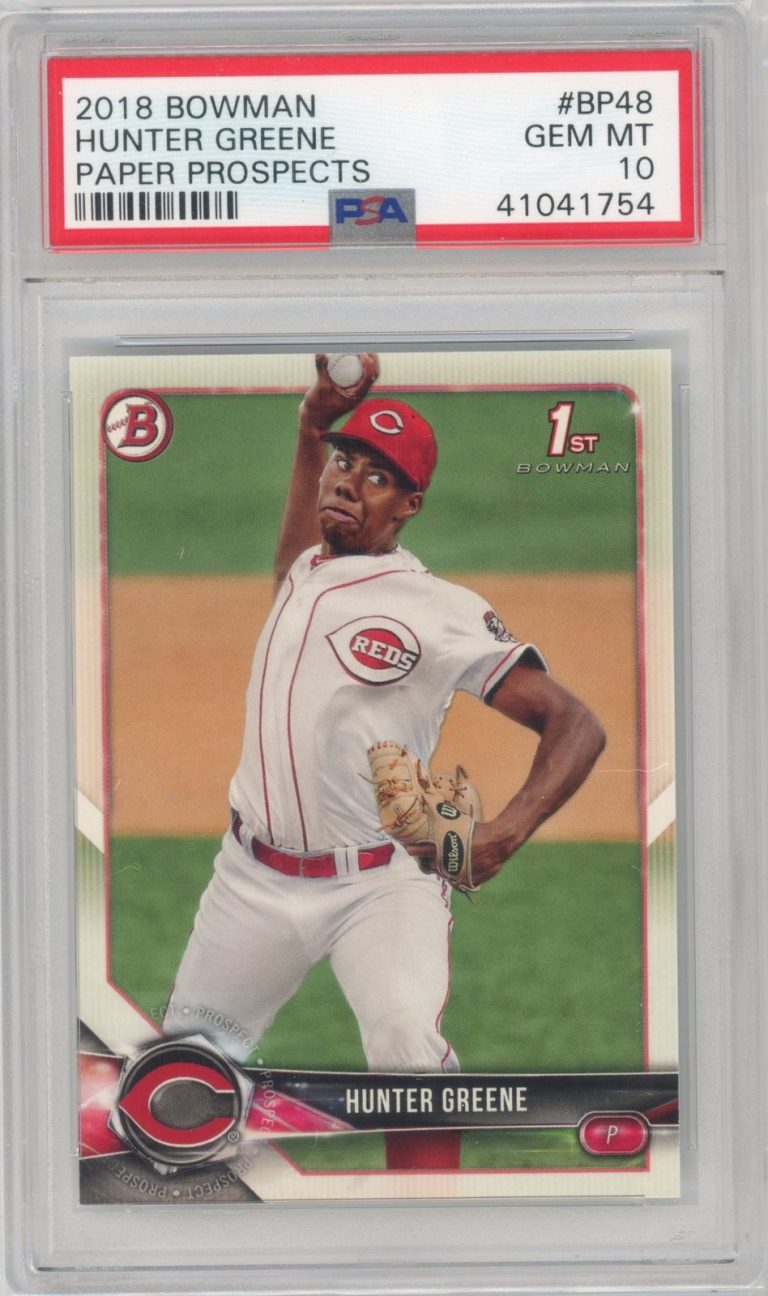Graded 2018 Bowman Hunter Greene #BP48 Paper Prospects RC Card PSA 10