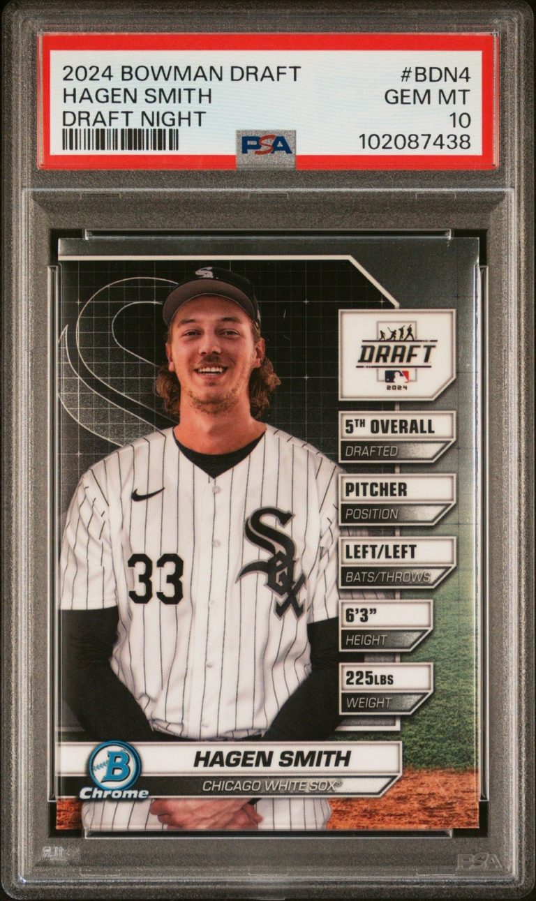 Graded 2024 Bowman Draft Hagen Smith #BDN4 Draft Night RC Card PSA 10