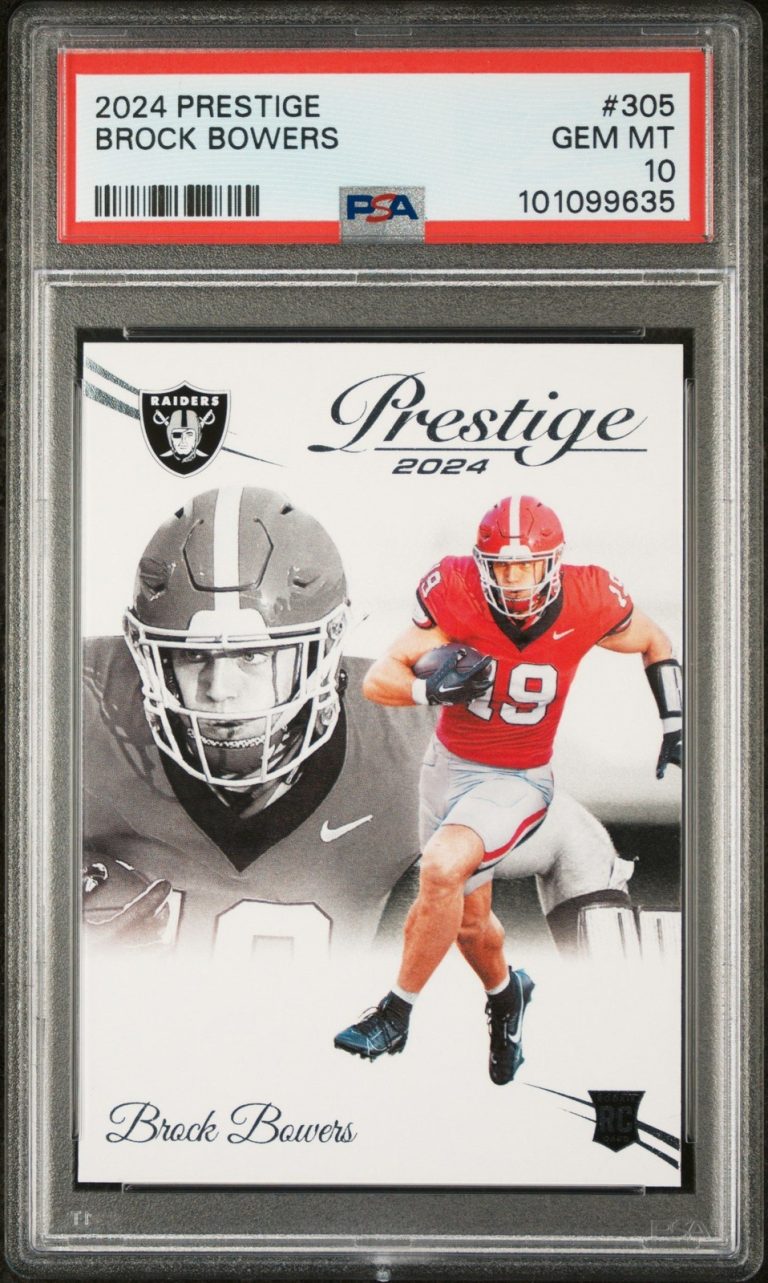 Graded 2024 Panini Prestige Brock Bowers #305 Rookie RC Card PSA 10 Gem