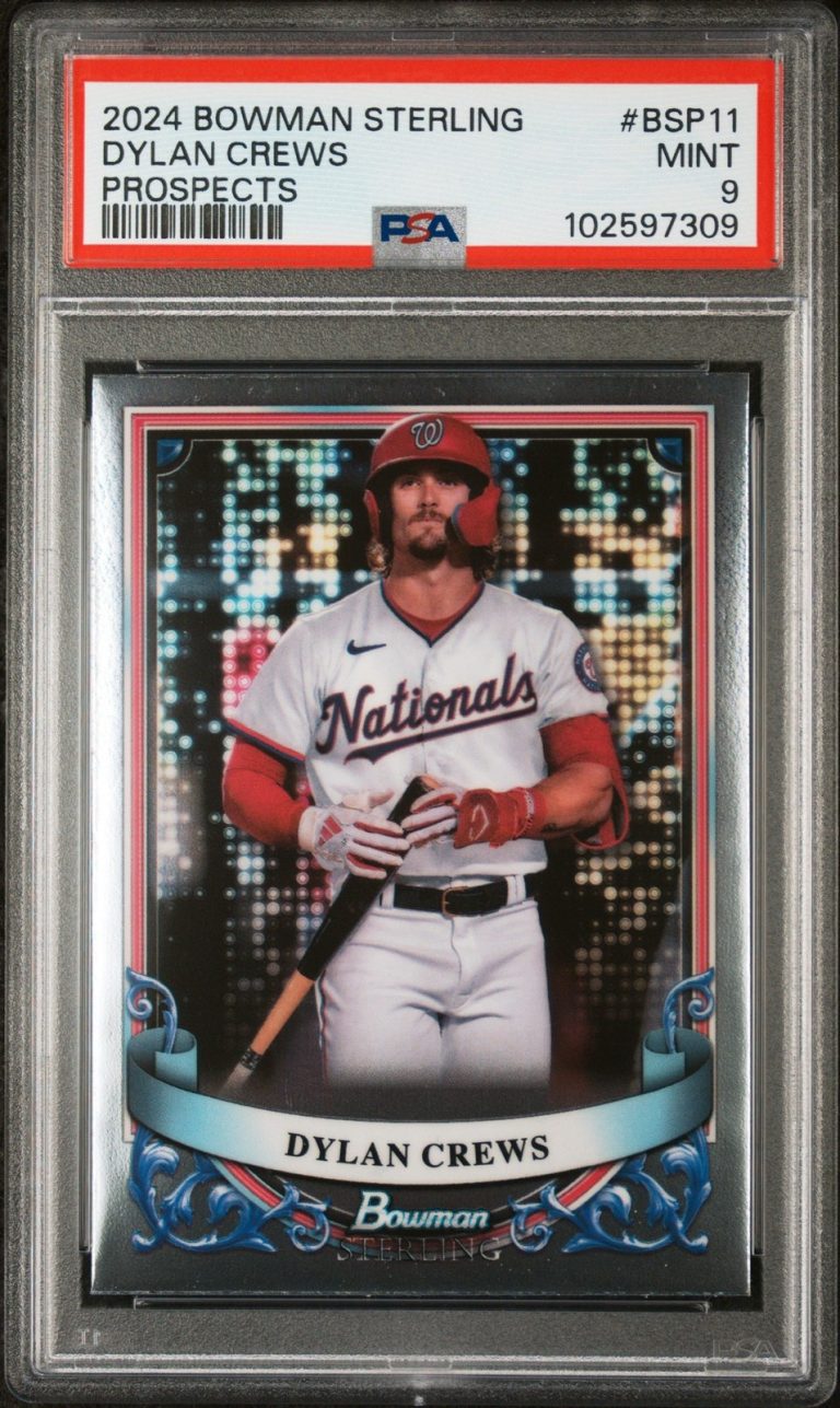Graded 2024 Topps Bowman Sterling Dylan Crews #BSP11 Rookie Card PSA 9 Mint