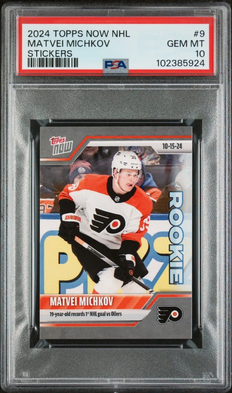 Graded 2024 Topps Now NHL Matvei Michkov #9 Stickers Rookie Card PSA 10