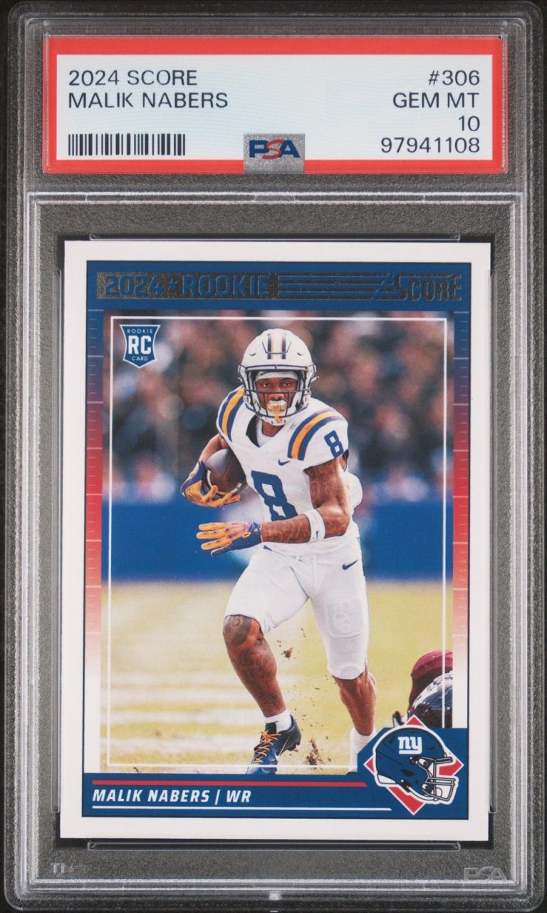 Graded 2024 Panini Score Malik Nabers #306 Rookie RC Football Card PSA 10