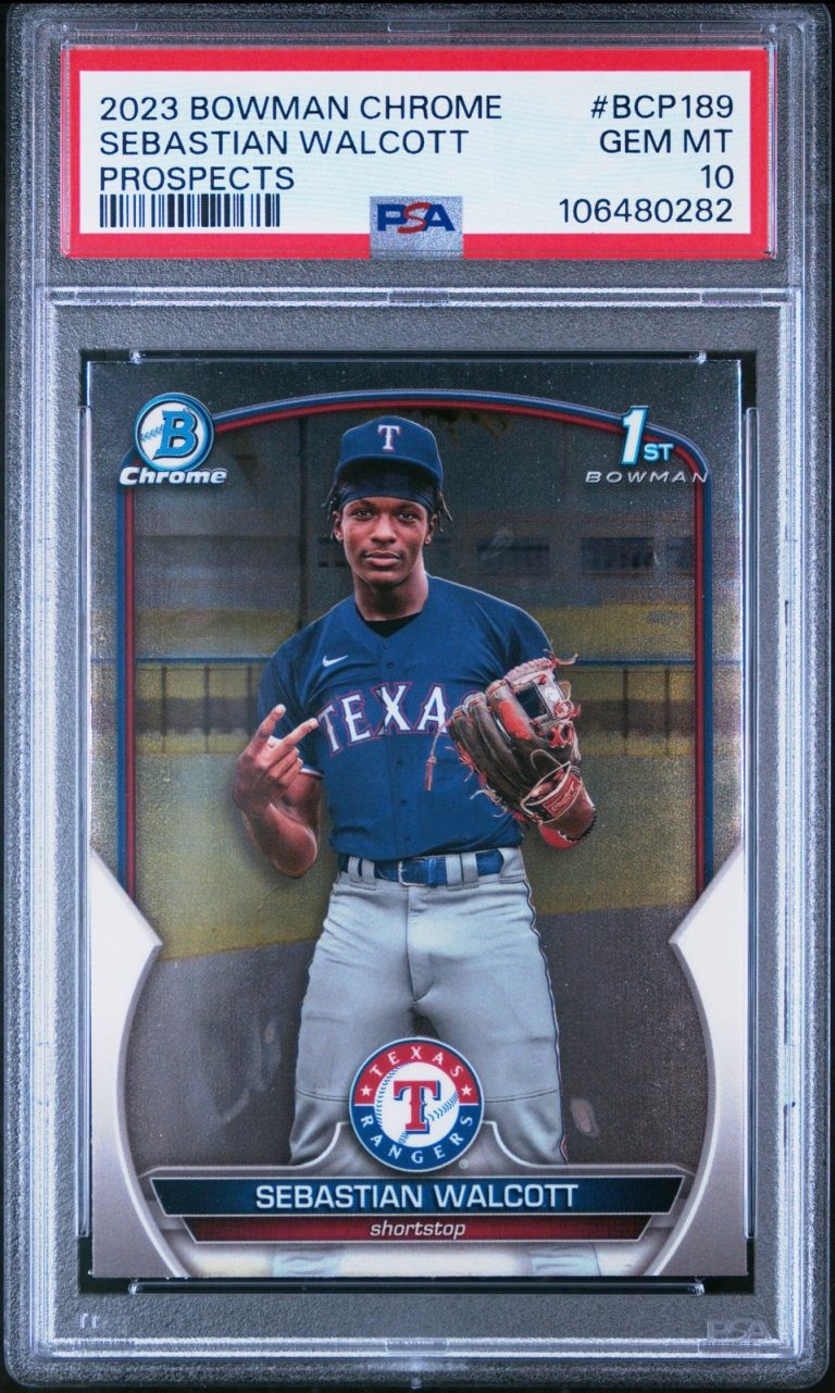 Graded 2023 Bowman Chrome Sebastian Walcott #BCP189 RC Baseball Card PSA 10