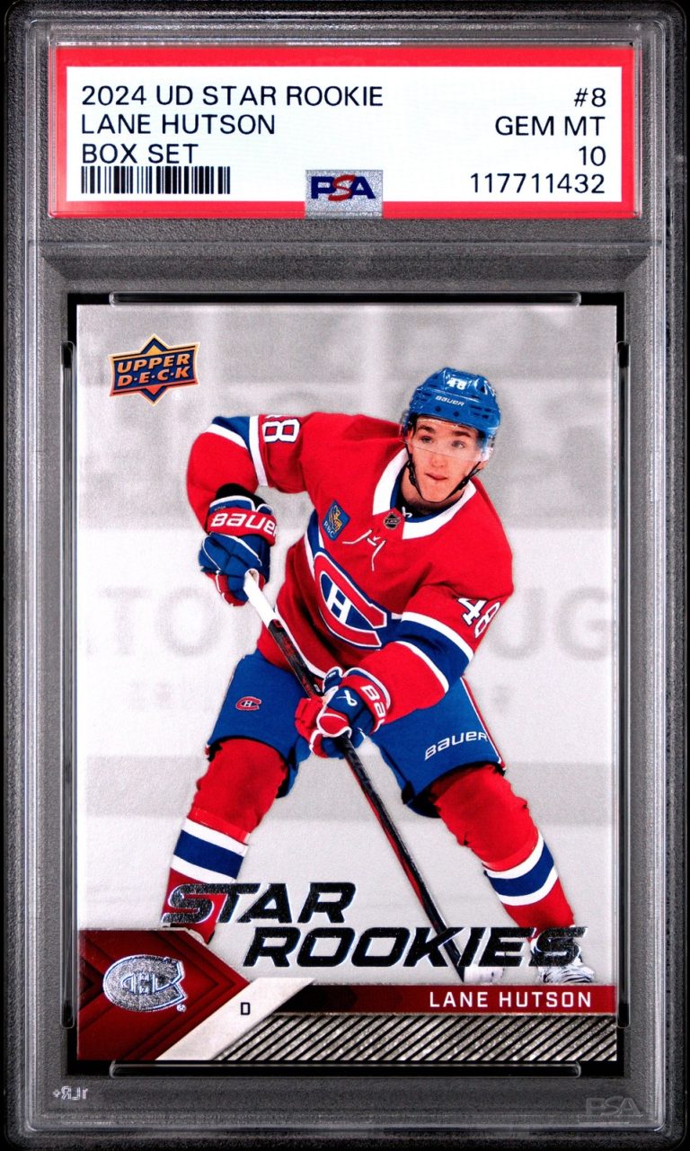 Graded 2024 UD Star Rookie Lane Hutson #8 Box Set Rookie RC Card PSA 10