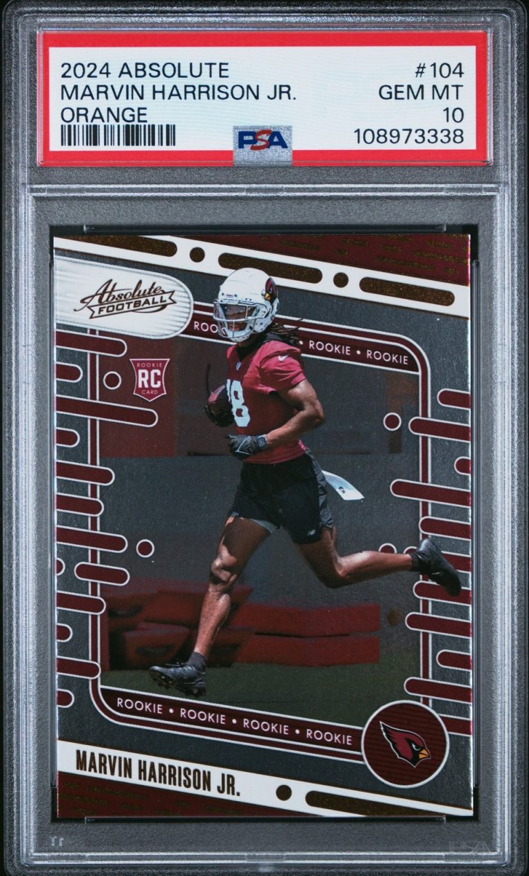Graded 2024 Panini Absolute Marvin Harrison Jr #104 Orange Card PSA 10