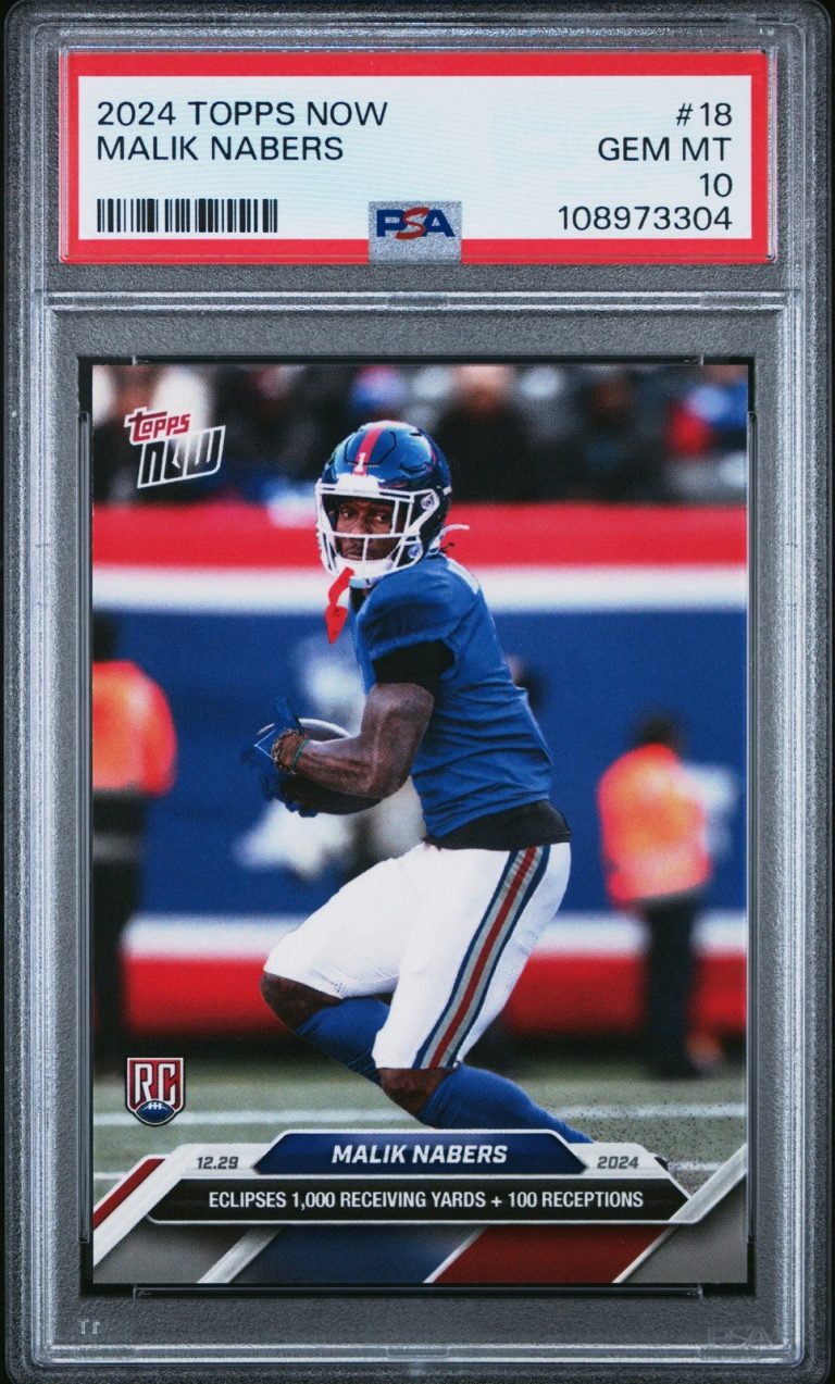 Graded 2024 Topps Now Malik Nabers #18 Rookie RC Card PSA 10 Gem Mint