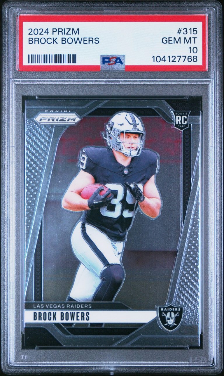 Graded 2024 Panini Prizm Brock Bowers #315 Rookie RC Card PSA 10 Gem