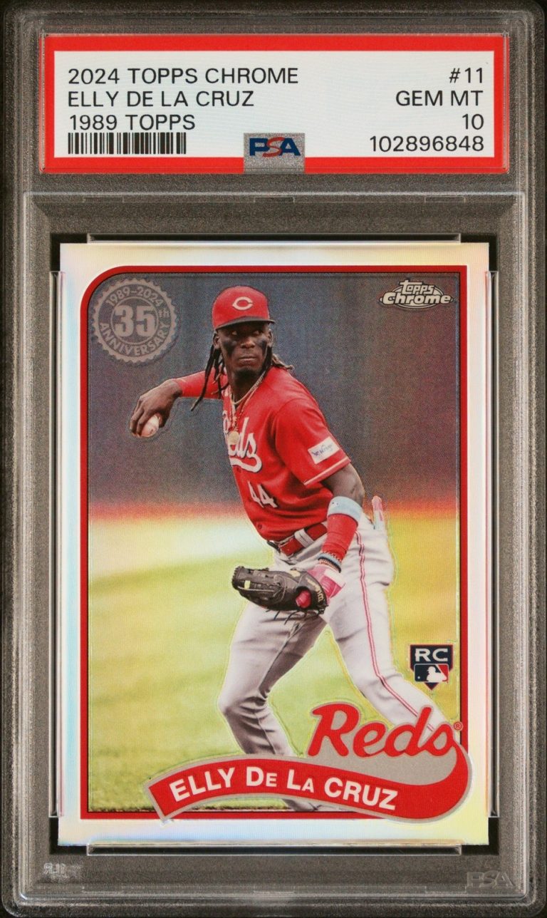 Graded 2024 Topps Chrome Elly De La Cruz #11 1989 Topps RC Card PSA 10