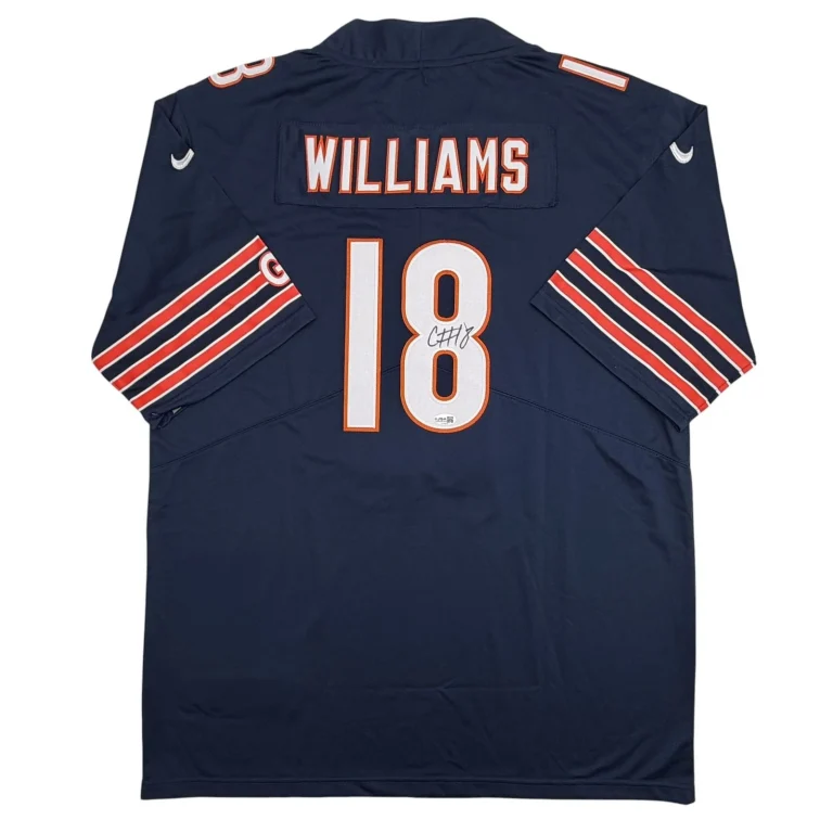 Autographed/Signed Caleb Williams Chicago Blue Football Jersey JSA COA