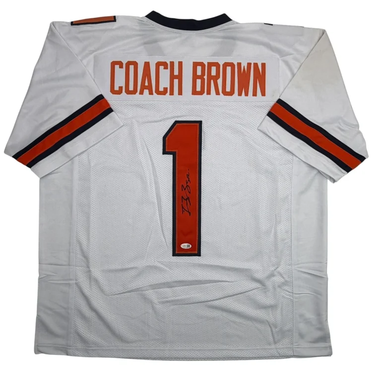 Autographed/Signed Coach Fran Brown Syracuse White College Jersey JSA COA