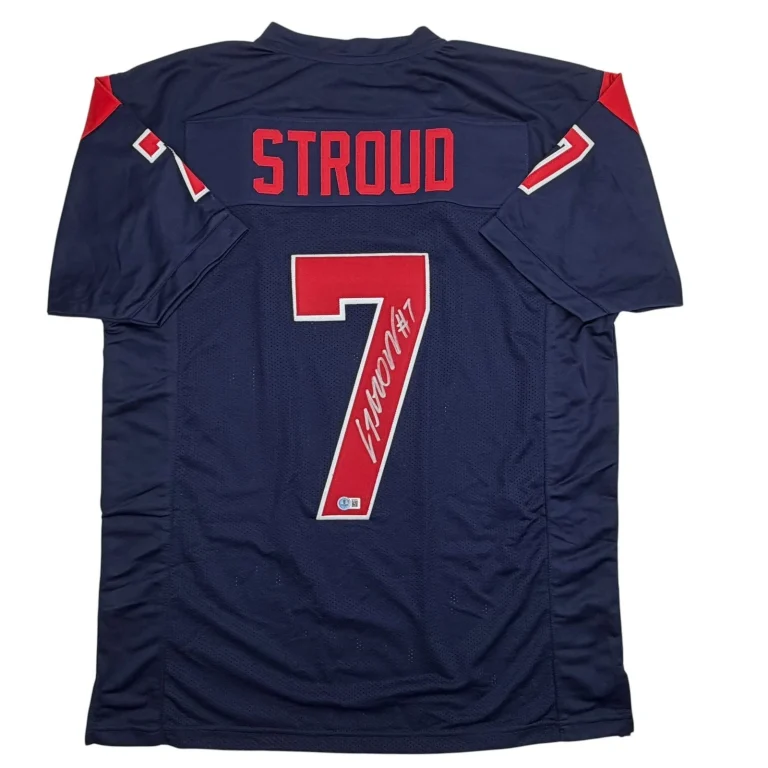Autographed/Signed CJ Stroud Houston Blue ALT Football Jersey Beckett COA