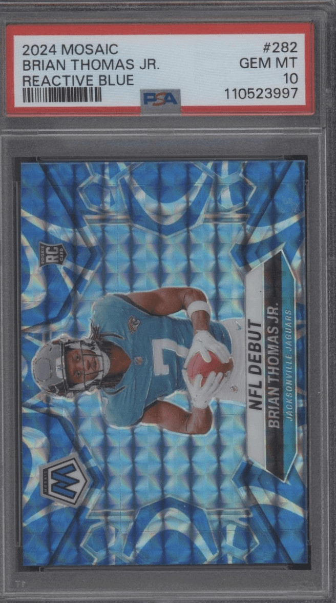 Graded 2024 Mosaic Brian Thomas Jr #282 Reactive Blue Rookie Card PSA 10