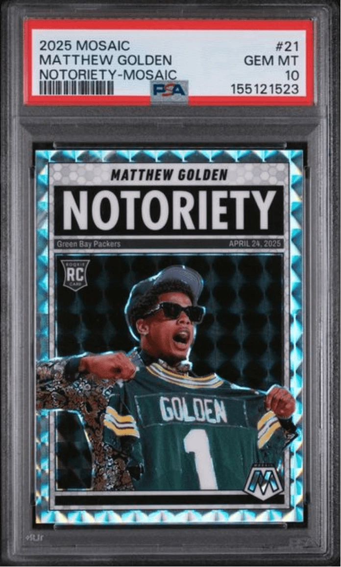 Graded 2025 Mosaic Matthew Golden #21 Mosaic Rookie RC Football Card PSA 10