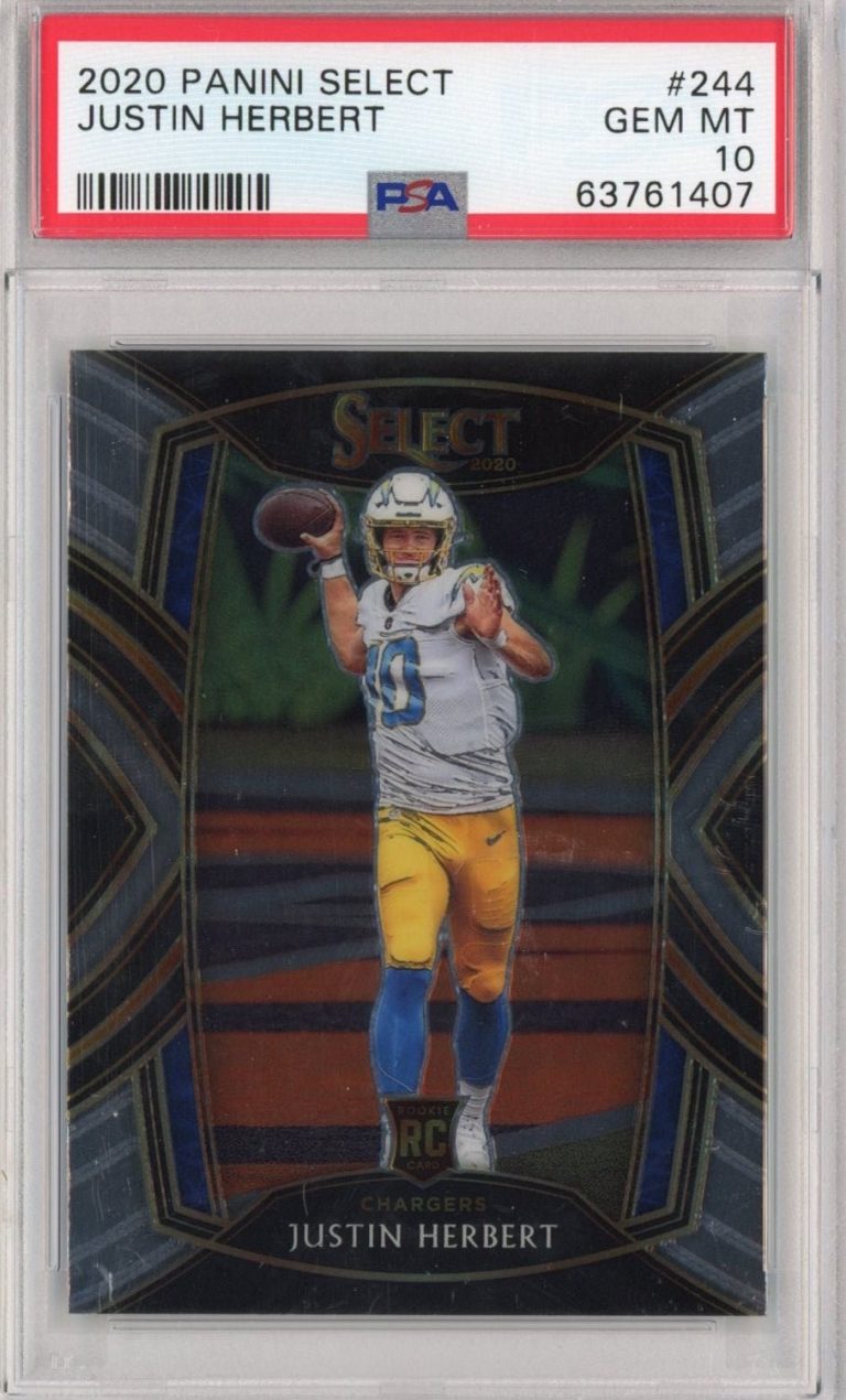 Graded 2020 Panini Select Justin Herbert #244 Rookie Football Card PSA 10