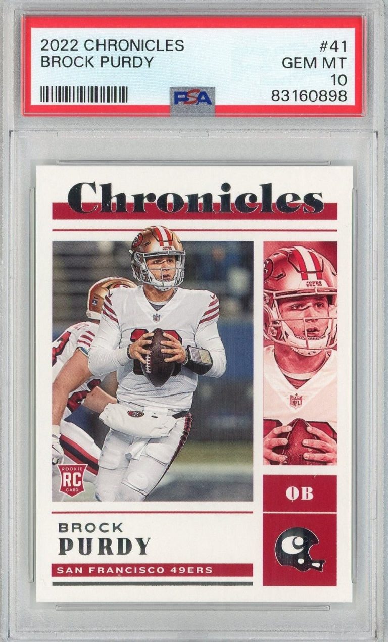 Graded 2022 Panini Chronicles Brock Purdy #41 Rookie Football Card PSA 10