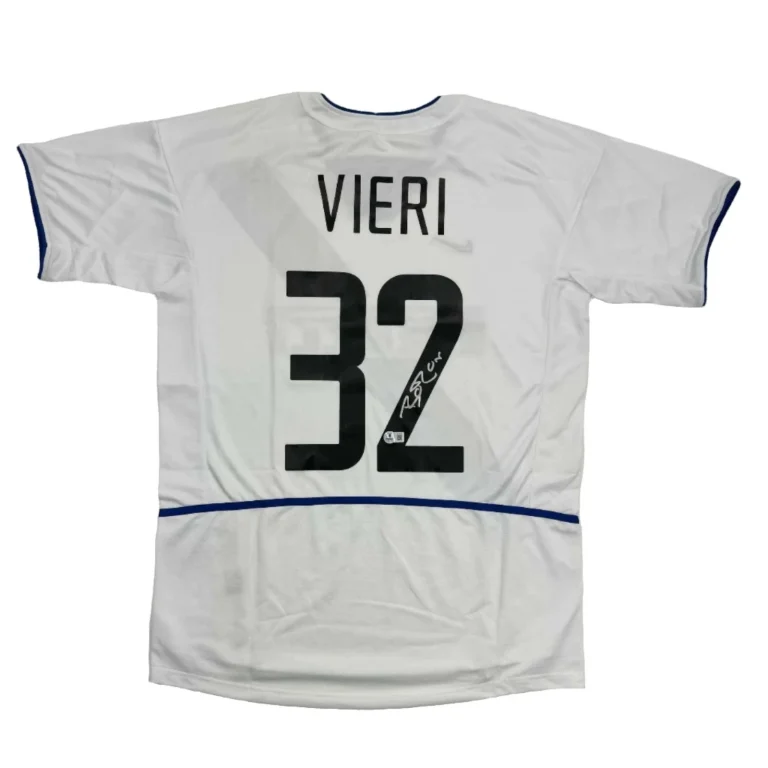 Autographed/Signed Christian Vieri Inter Milan White Futbol Jersey BAS COA