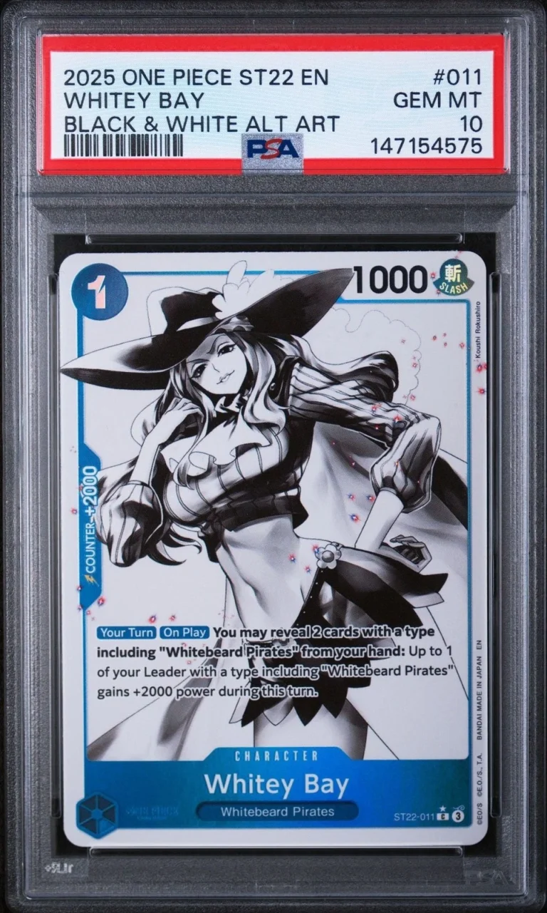 Graded 2025 One Piece Whitey Bay 011 ST22 B&W Alt Art Card PSA 10 Gem Mint