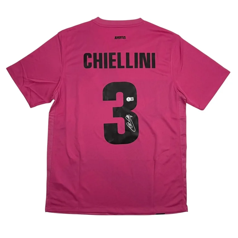 Autographed/Signed Giorgio Chiellini Juventus Pink Jersey Beckett BAS COA