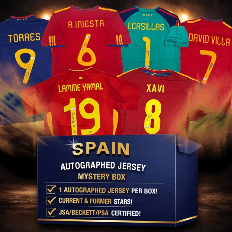 Spain Soccer Autographed/Signed Jersey Mystery Box with PSA JSA or BAS COA