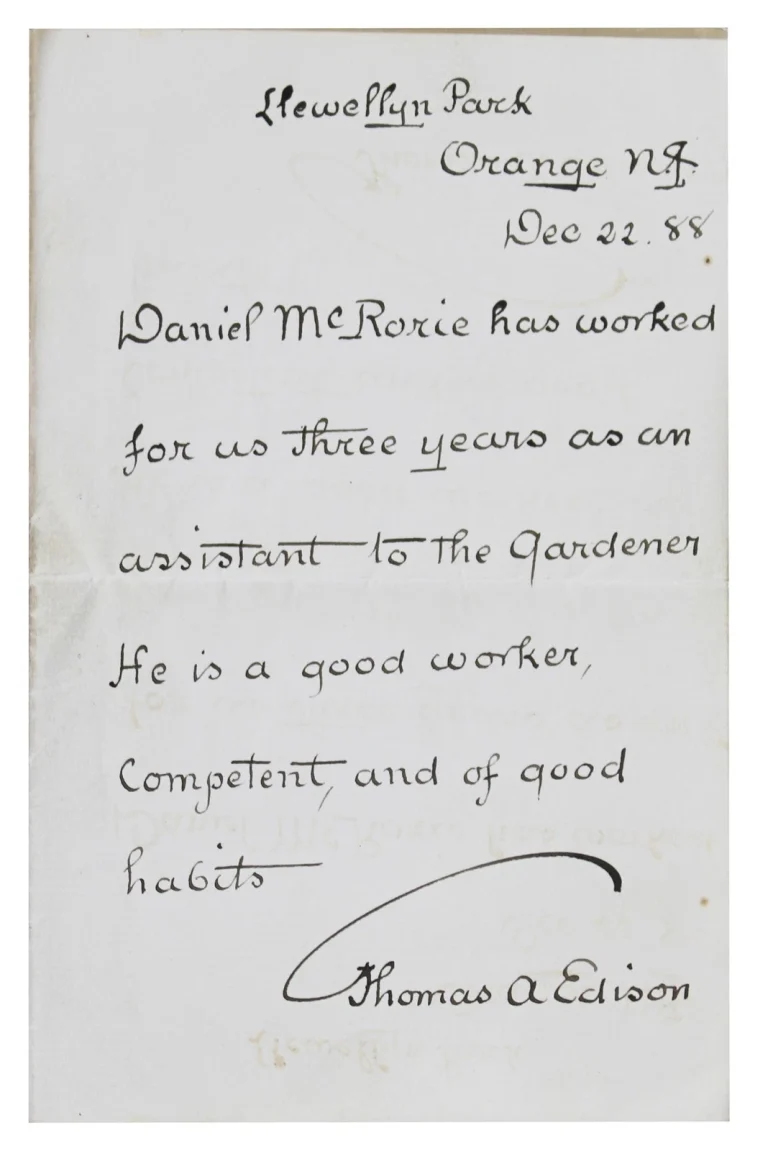 Thomas Edison Authentic Signed Handwritten Letter Auto Graded 10! BAS #AC60869