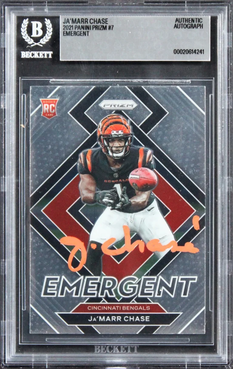 Bengals Ja'Marr Chase Signed 2021 Panini Prizm Emergent #7 Rookie Card BAS Slab