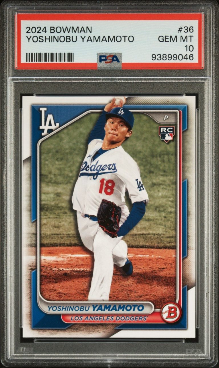Graded 2024 Topps Bowman Yoshinobu Yamamoto #36 Rookie RC Card PSA 10