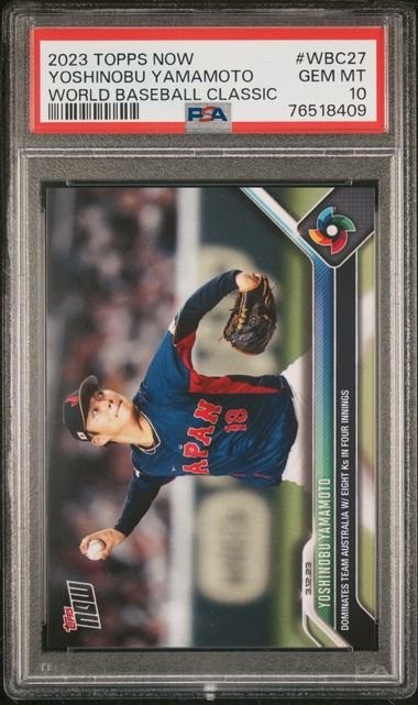 Graded 2023 Topps Now Yoshinobu Yamamoto #WBC27 WBC Rookie Card PSA 10