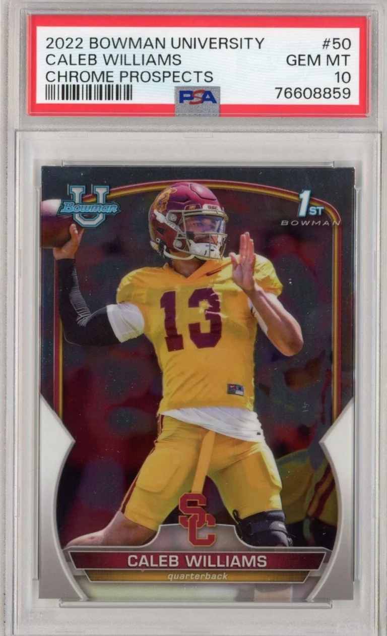 Graded 2022 Bowman University Caleb Williams #50 Chrome Rookie Card PSA 10