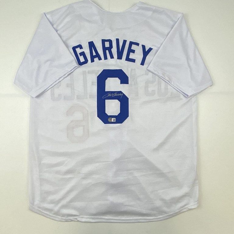 Autographed/Signed STEVE GARVEY Los Angeles White Jersey Beckett COA