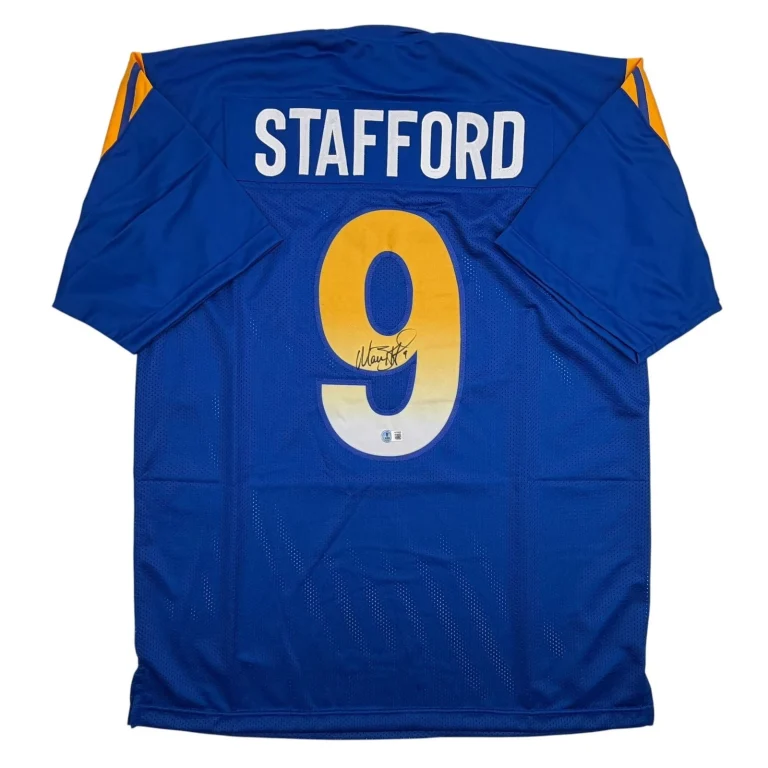 Autographed/Signed Matthew Stafford Los Angeles Blue Jersey Beckett BAS COA