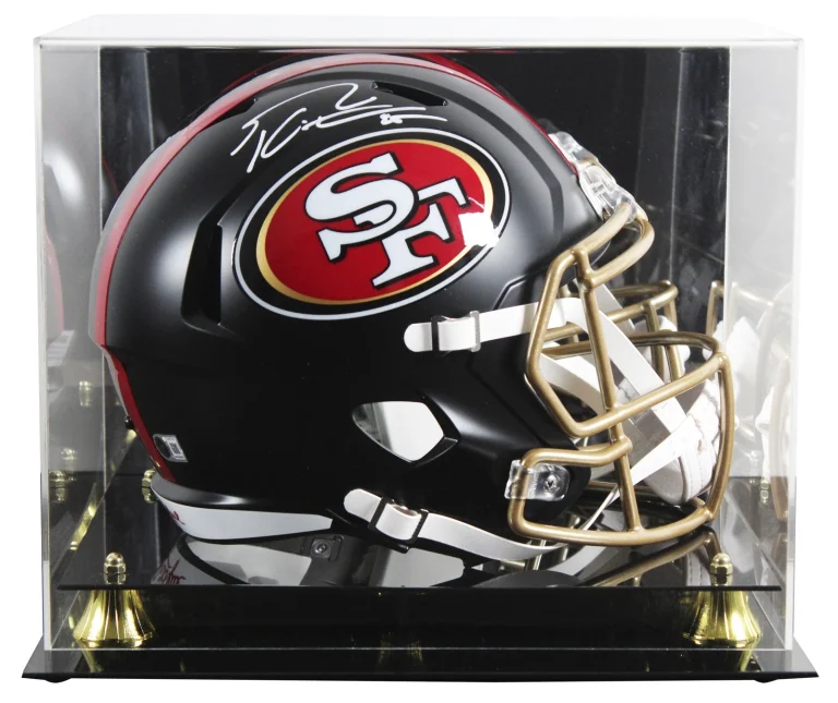 49ers George Kittle Signed Rivalries Full Size Speed Rep Helmet W/ Case BAS Wit