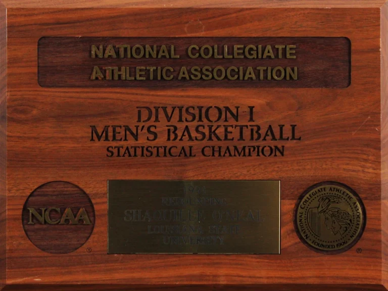 Shaquille O'Neal 1990 NCAA Division I Rebounding Title Plaque Un-signed