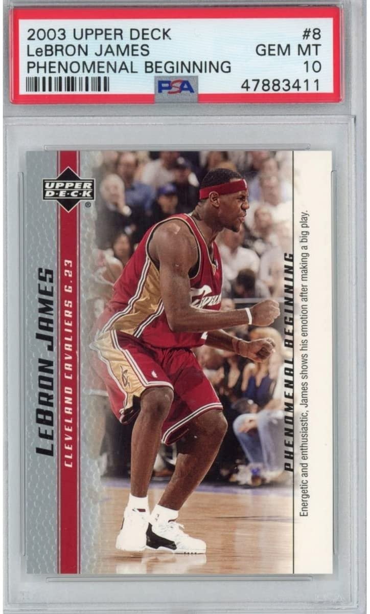 Graded 2003 UD LeBron James #8 Phenomenal Beginning Rookie RC Card PSA 10