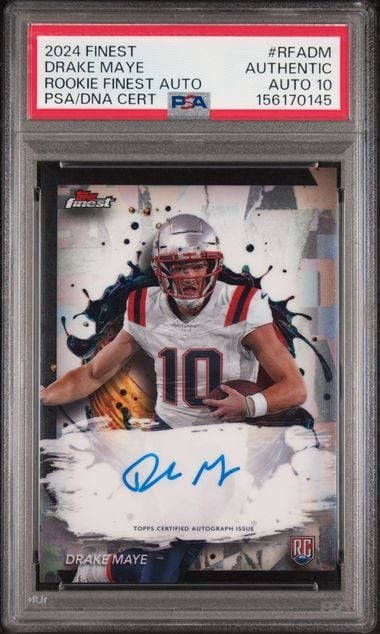 Graded 2024 Topps Finest Drake Maye RFADM Auto RC PSA 10 Auto