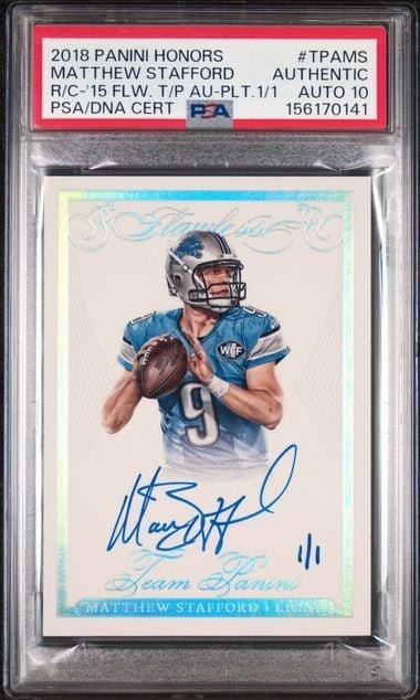 2018 Panini Honors Matthew Stafford #TPAMS 2015 Flawless 1/1 PSA 10 Auto