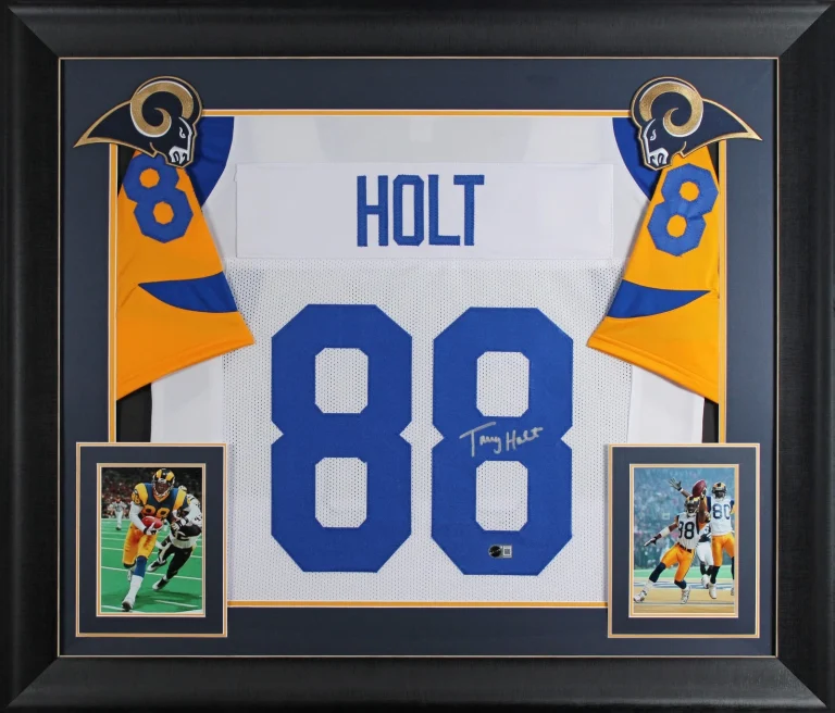 Torry Holt Authentic Signed Rookie Era White Pro Style Framed Jersey BAS Witness