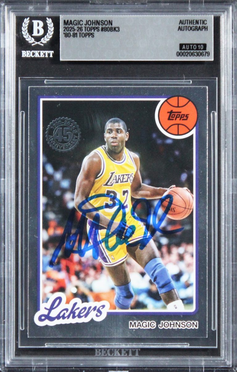 Lakers Magic Johnson Signed 2025 Topps '80-81 #80BK3 Card Auto 10! BAS Slabbed