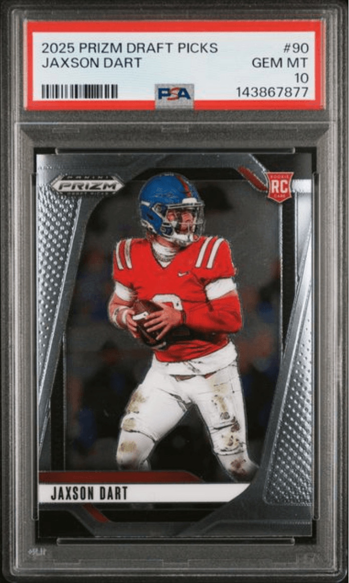 Graded 2025 Prizm Draft Picks Jaxson Dart #90 Rookie Football Card PSA 10