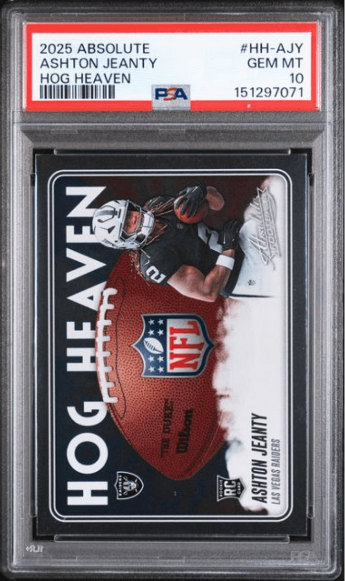 Graded 2025 Absolute Ashton Jeanty #HHAJY Hog Heaven Rookie RC Card PSA 10
