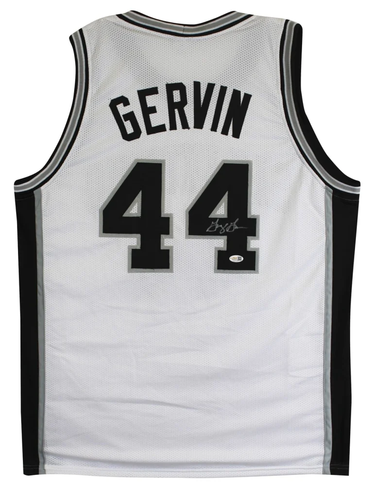 George Gervin Authentic Signed White Pro Style Jersey Autographed JSA Witness