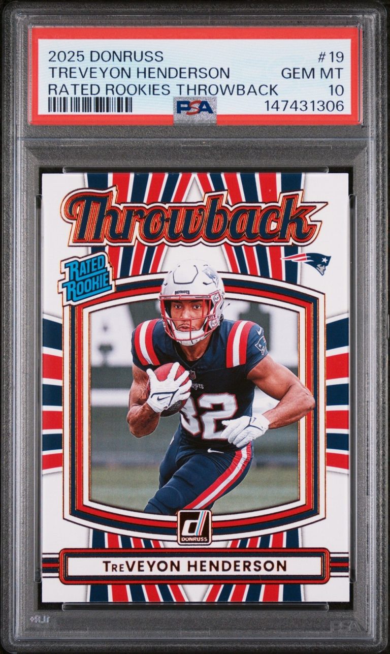 Graded 2025 Panini Donruss TreVeyon Henderson #19 Rated Rookies Card PSA 10