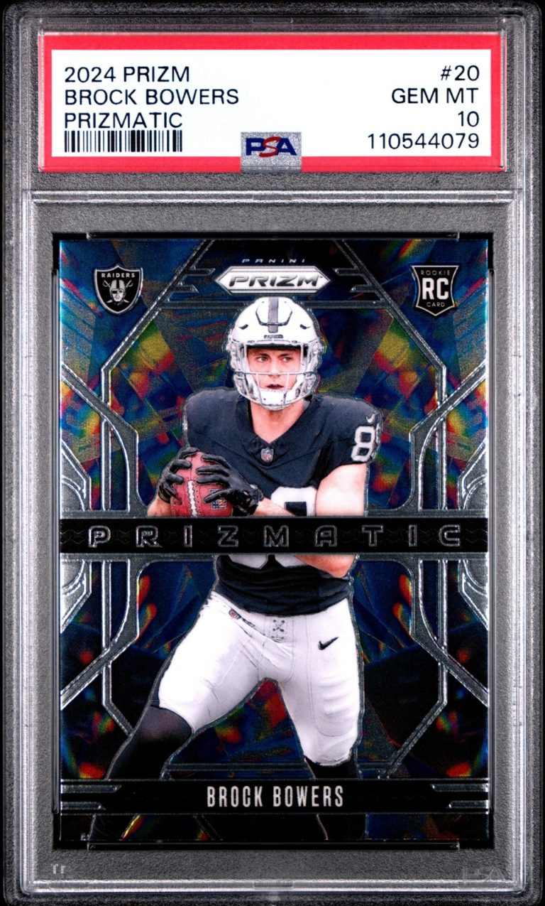 Graded 2024 Prizm Brock Bowers #20 Prizmatic Rookie Football Card PSA 10