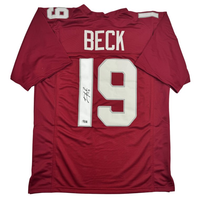 Autographed/Signed Carson Beck Arizona Red Football Jersey Beckett BAS COA