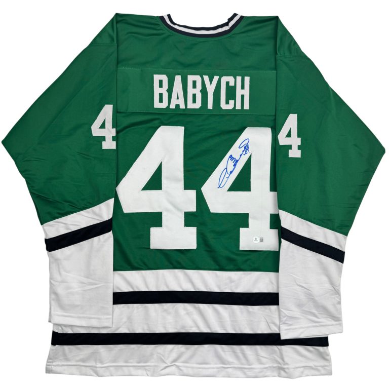 Autographed/Signed Dave Babych Hartford Green Retro Hockey Jersey BAS COA