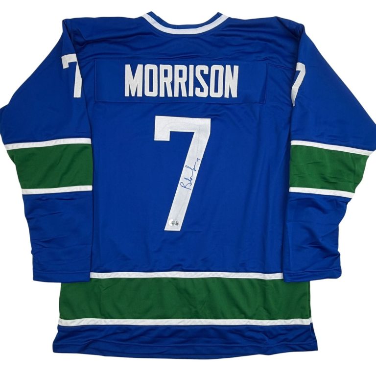 Autographed/Signed Brendan Morrison Vancouver Blue Jersey Beckett BAS COA