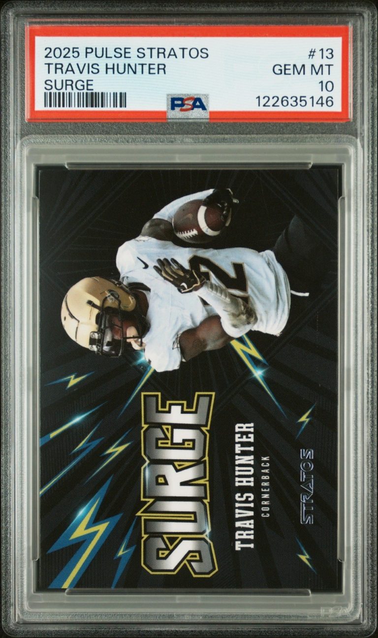 Graded 2025 Pulse Stratos Travis Hunter #13 Surge /40 RC Card PSA 10