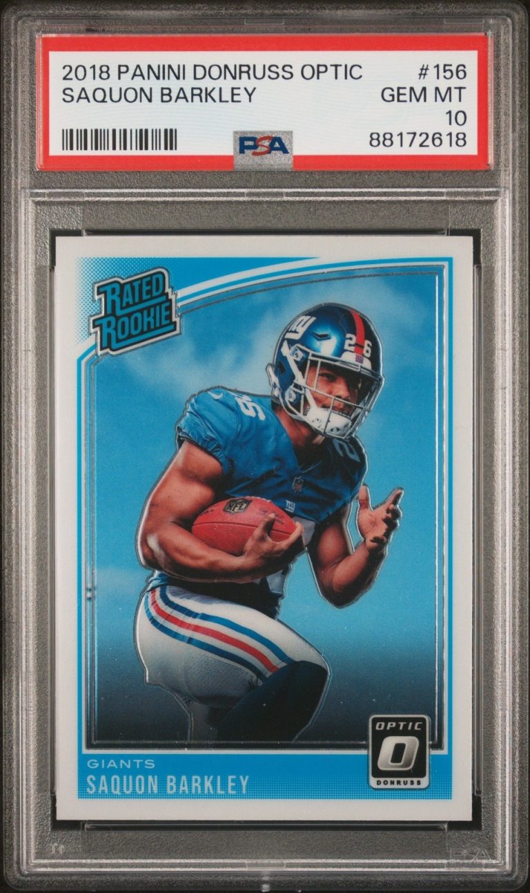 Graded 2018 Panini Donruss Optic Saquon Barkley #156 Rookie Card PSA 10